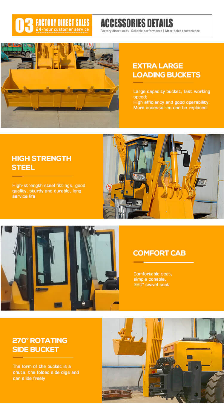 HQ-WZ-20-28 Mini Backhoe Loader Excavator with 37 KW and 500 mm Min. Turning Radius