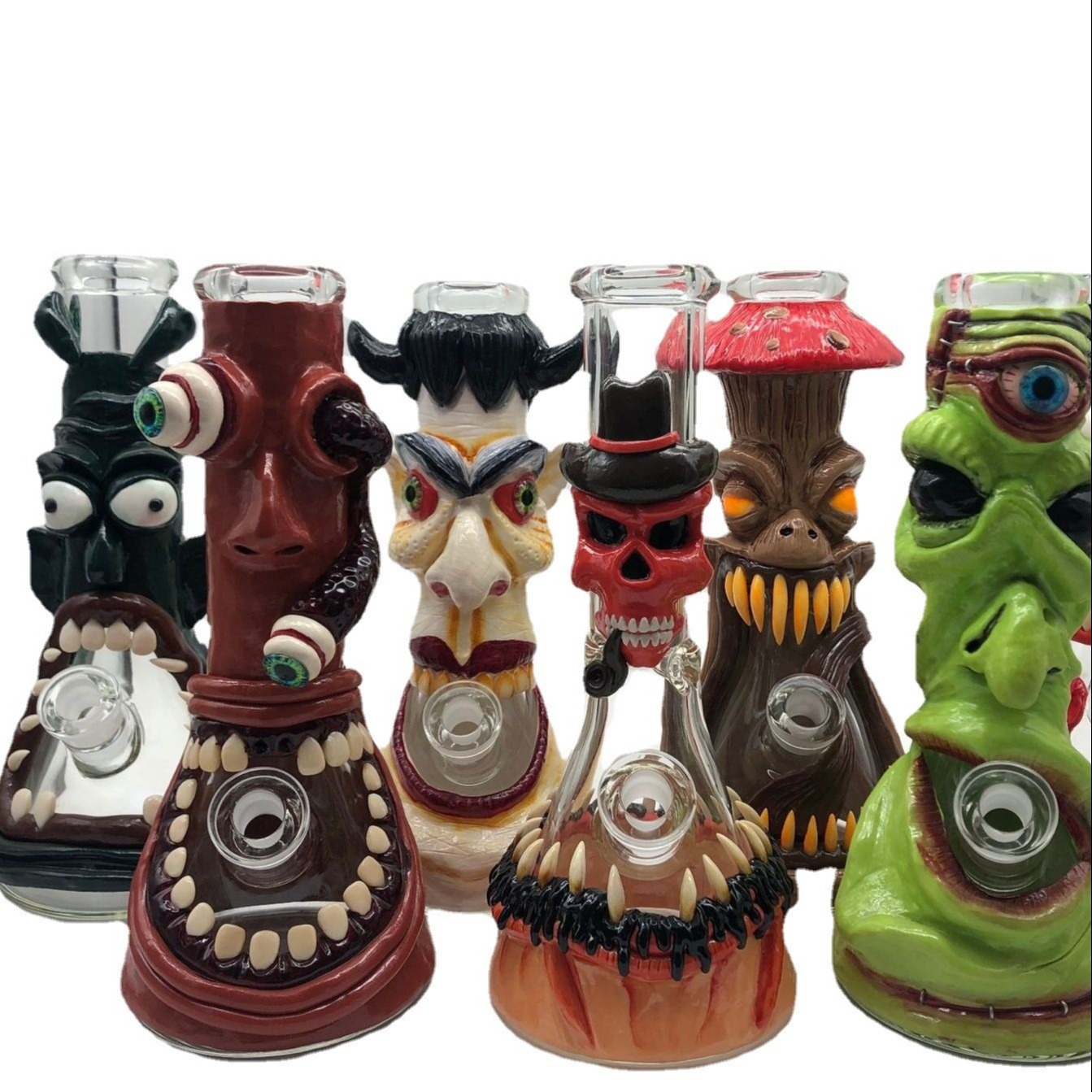 Mini Thick glass smoking bong 6.5inch Bent Neck borosilicate water pipe