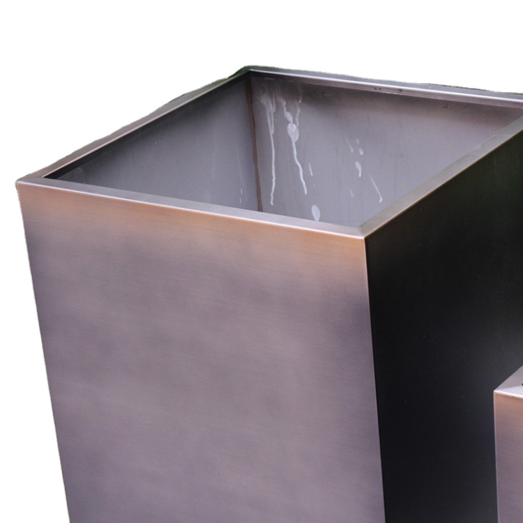 Progressive color sublimation stainless steel square flower pot