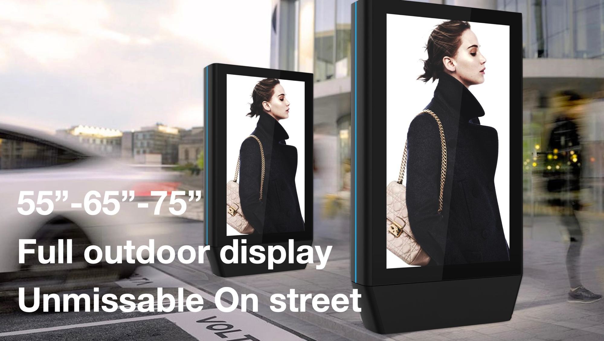 Aluminum Profile 2500 nits Outdoor Digital Totem Waterproof For Bank