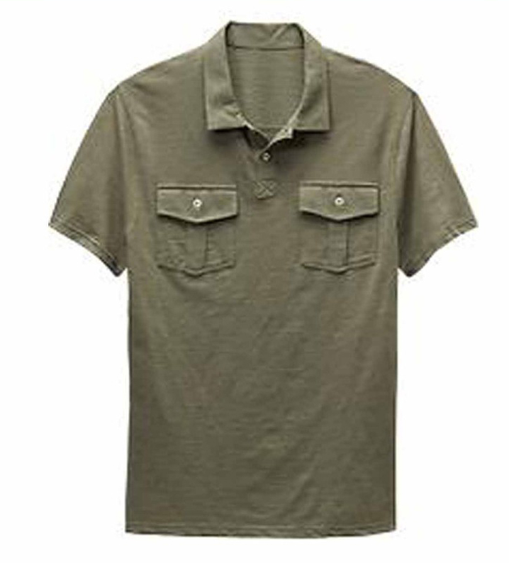 2019 Short Sleeve Hemp Cotton Clothing Two Pockets Us Polo T Shirts Plain Dyed