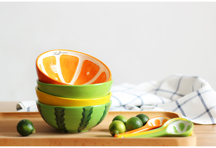 Creative Hand Painted Baking Ceramic Bowl , Watermelon Pattern Porcelain Ice Cream Bowls