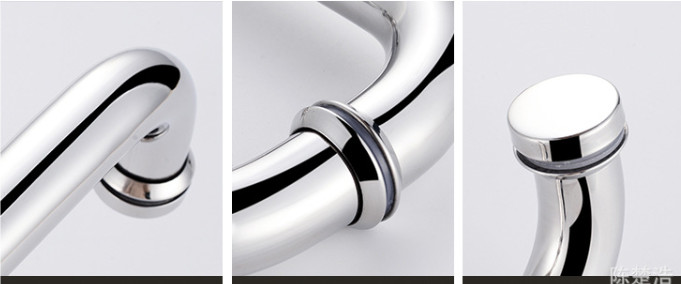 Hotel Round Tube Shower Door Glass Handle Seven And L Shaped High Strength