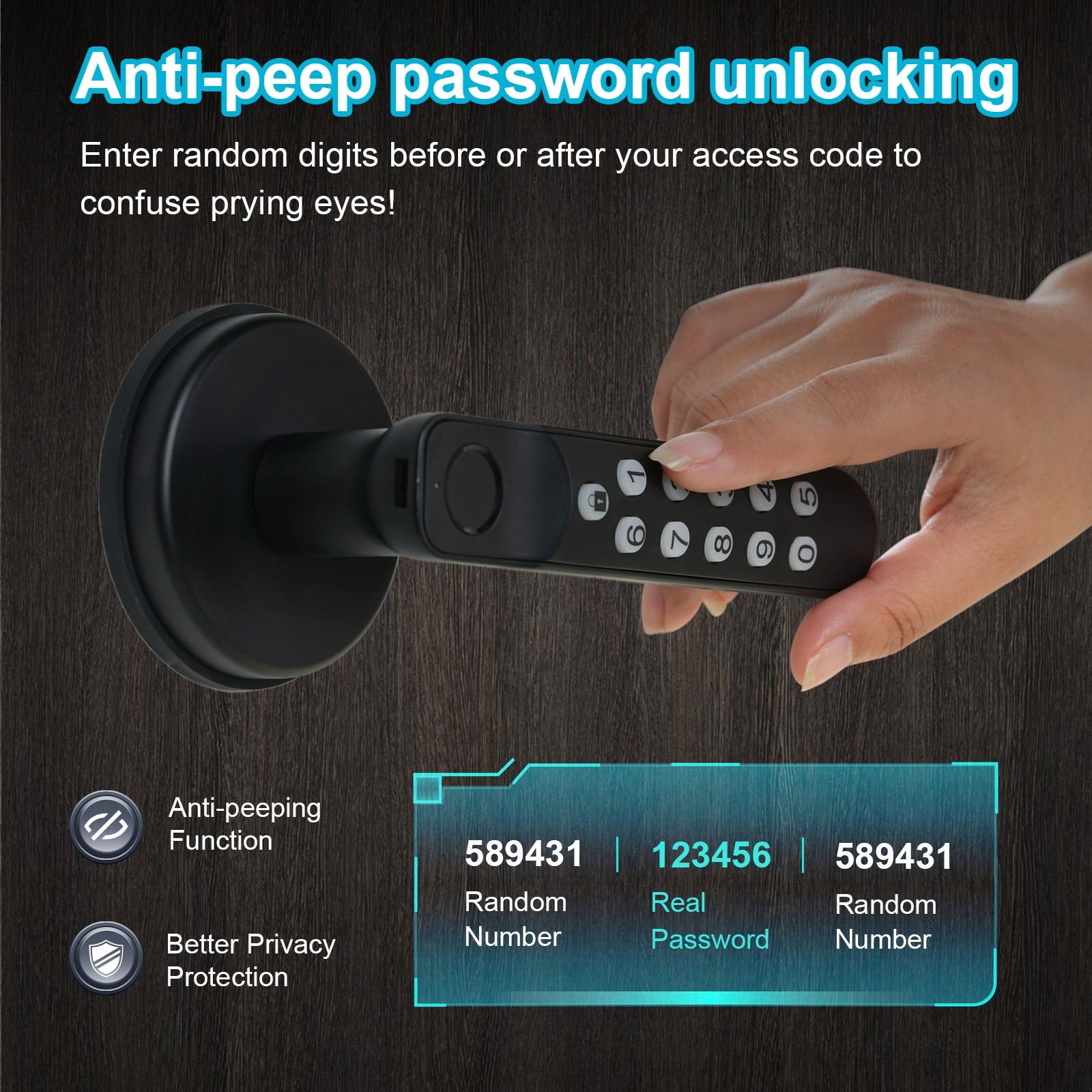 T02 Smart Fingerprint Door Knob, Keyless Entry Door Locks With Keypads, Backup Key, Smart Door Lock On Tuya App