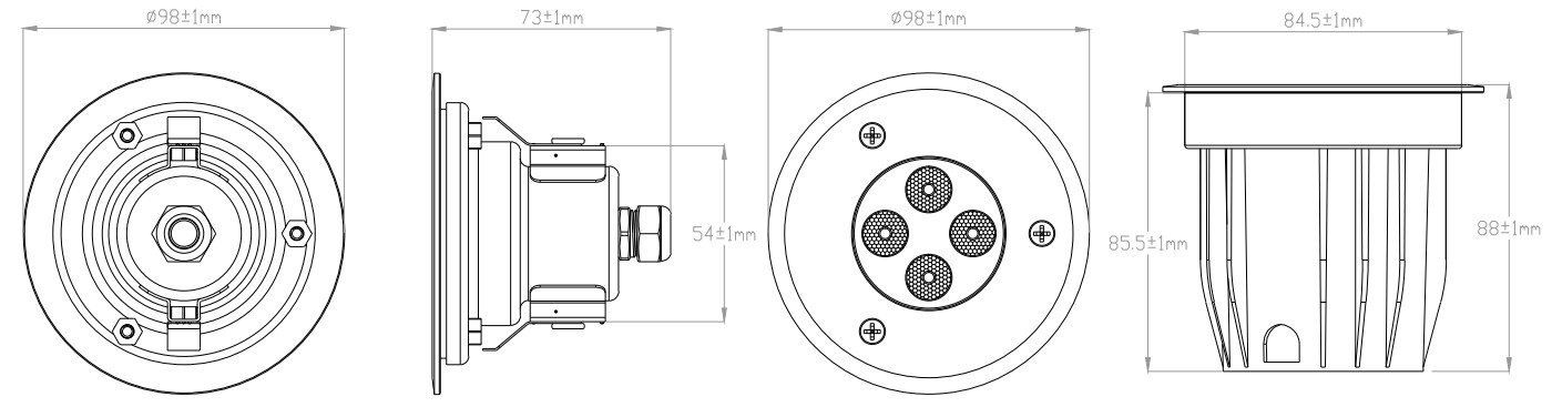 IK10 3W SS316L Inground Pool Led Lights AC100-240V 6500K CE ROHS