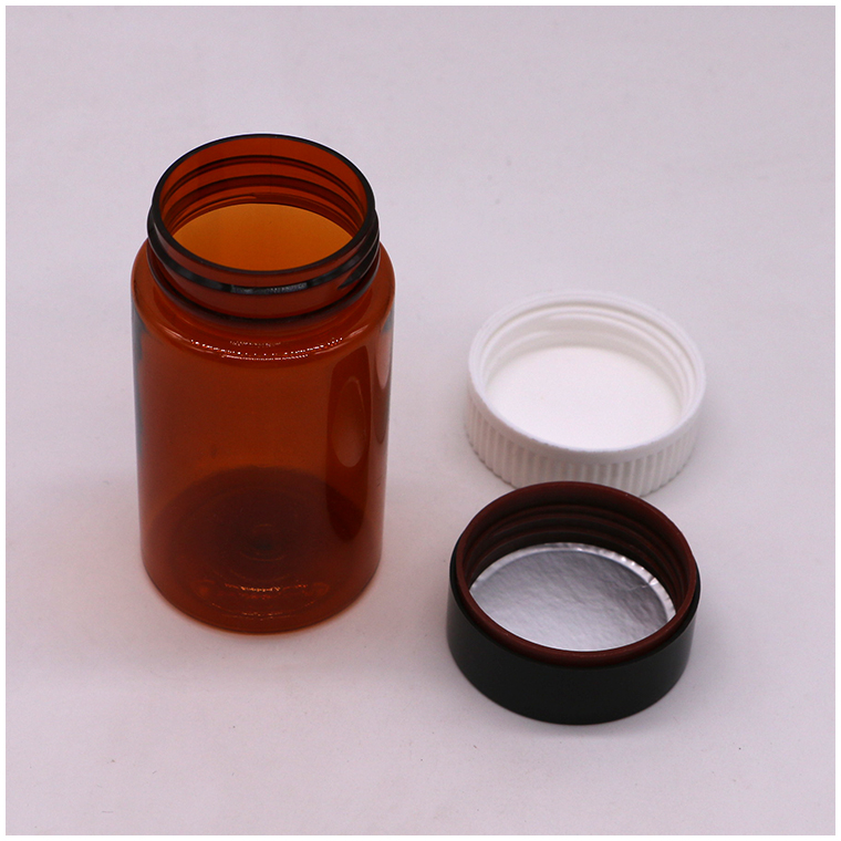 120ml PET Amber Color Round Shape Plastic Custom Made Pill Bottle with Screw Lids