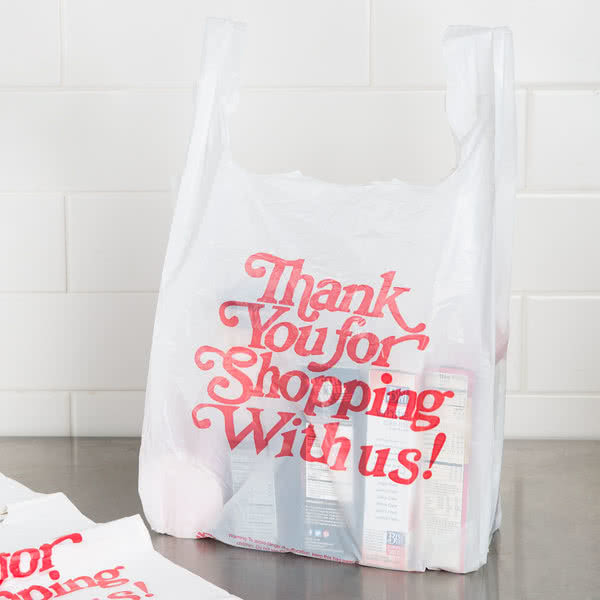 White Colour Thank You T Shirt Shopping Bags Plastic Customized Printing