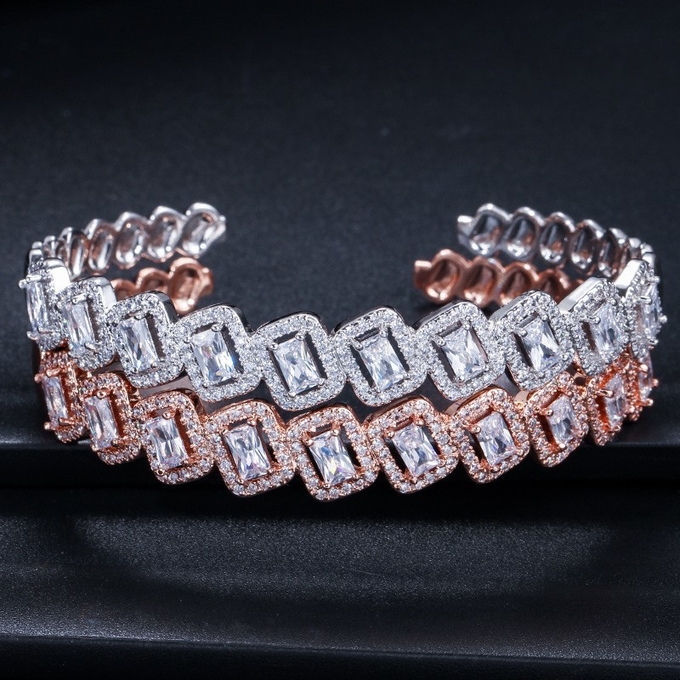 AAA+ Elegant Square CZ Bracelets Zircon Tennis charm Bracelets & bangles CZ Bracelets & bangle Wedding Jewelry
