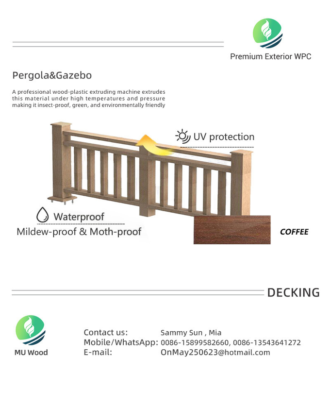 Outdoor Wood Plastic Composite Railing Recycled Balustrada WPC