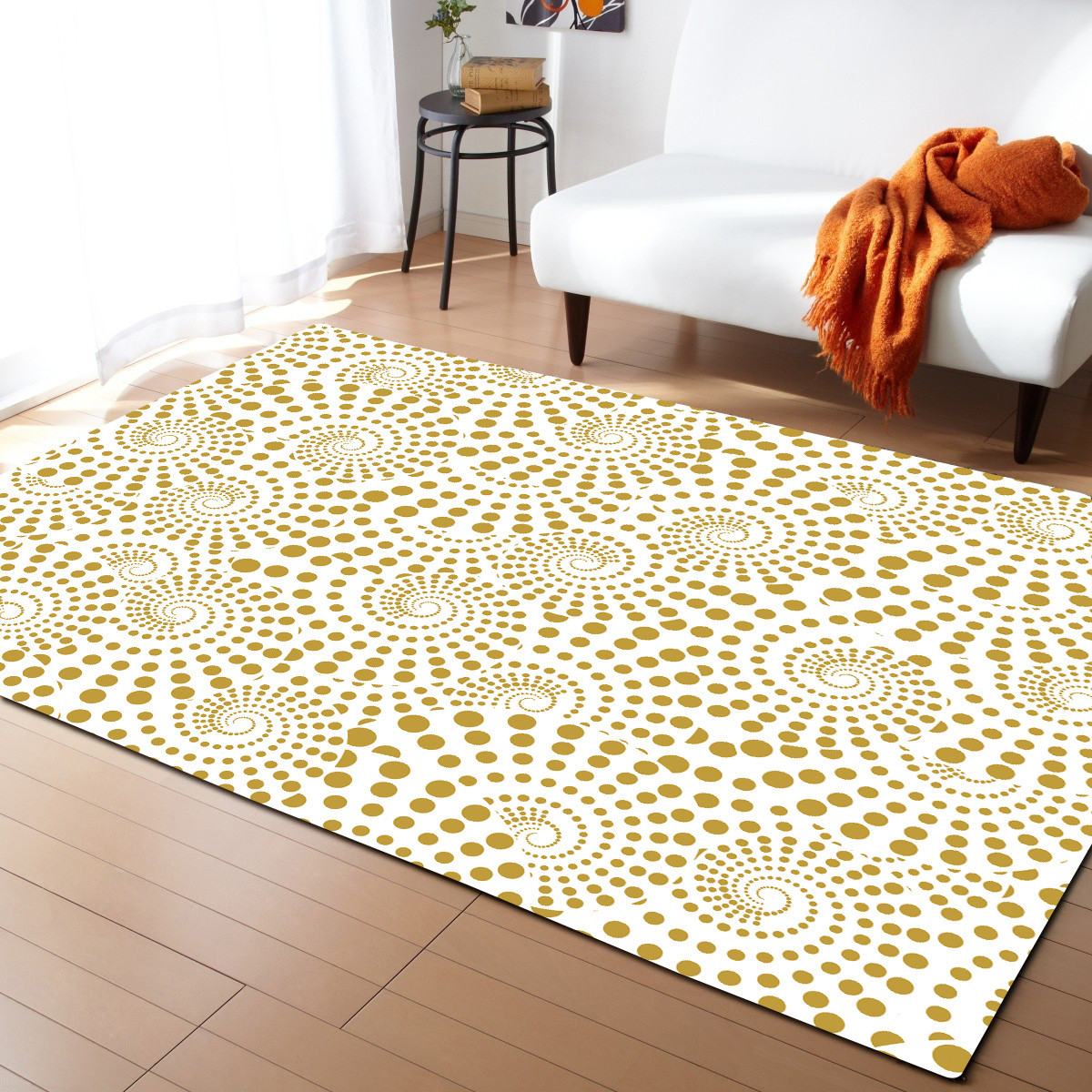 Colorful Square Mat Black Polyester Fiber Bedroom Floor Carpets Living Room Dining Room Floor Mat