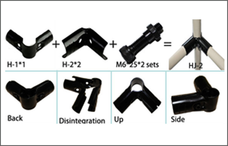 Black Elbow Pipe Jack Joint 28mm Diameter Metal Joint for Pipe Rack System