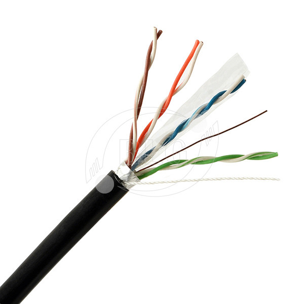 High Performance FTP Cat5e Computer Network Cable With Polyester Tape Black