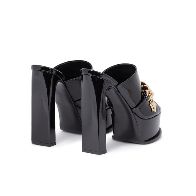 Customized Womens Slip On Heels Mules With Rubber Sole Material