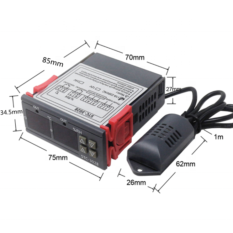 Digital Thermoregulator Incubator AC 110V-220V STC-3028 Thermostat Hygrostat Temperature Humidity Controller