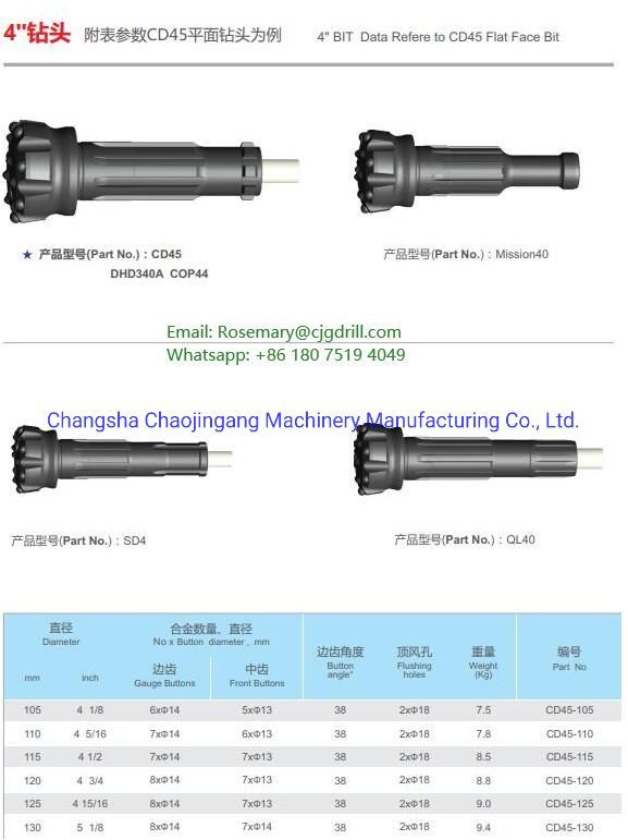 DTH Button Rock Drill Bit for Stone Quarrying 6&quot; Mission60