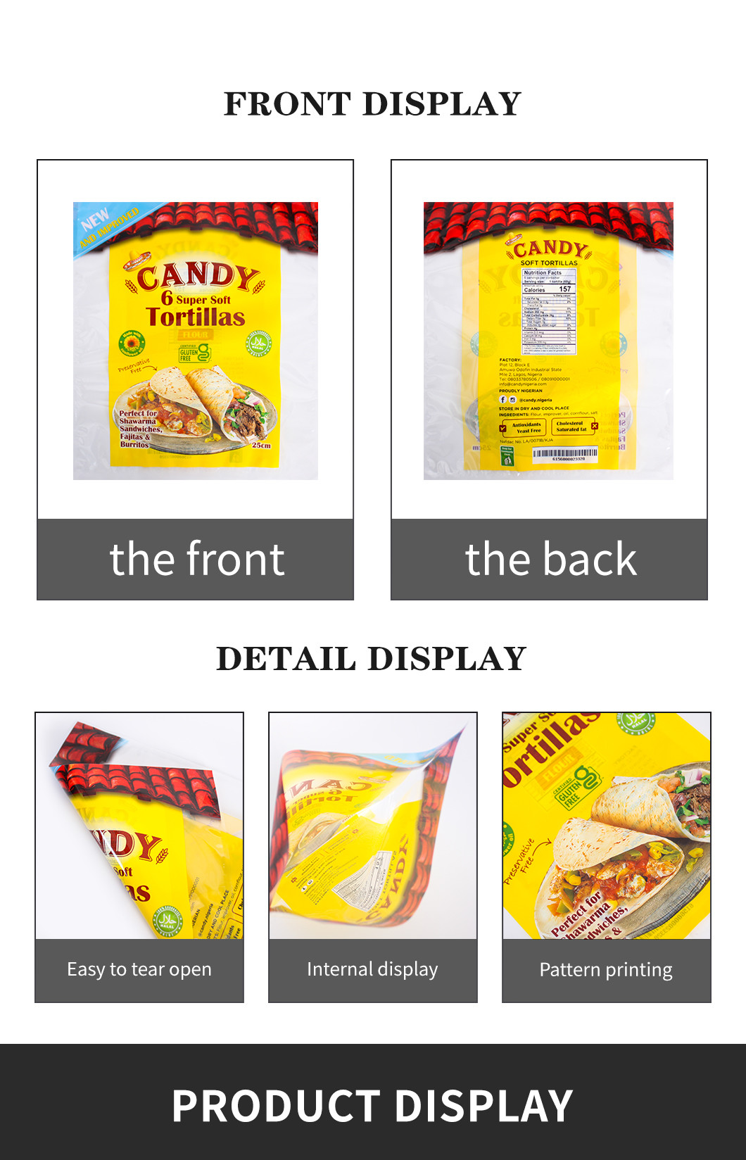 Heat Sealed Tortilla Wraps Packaging Food Safe Bread Bag Printed Logo