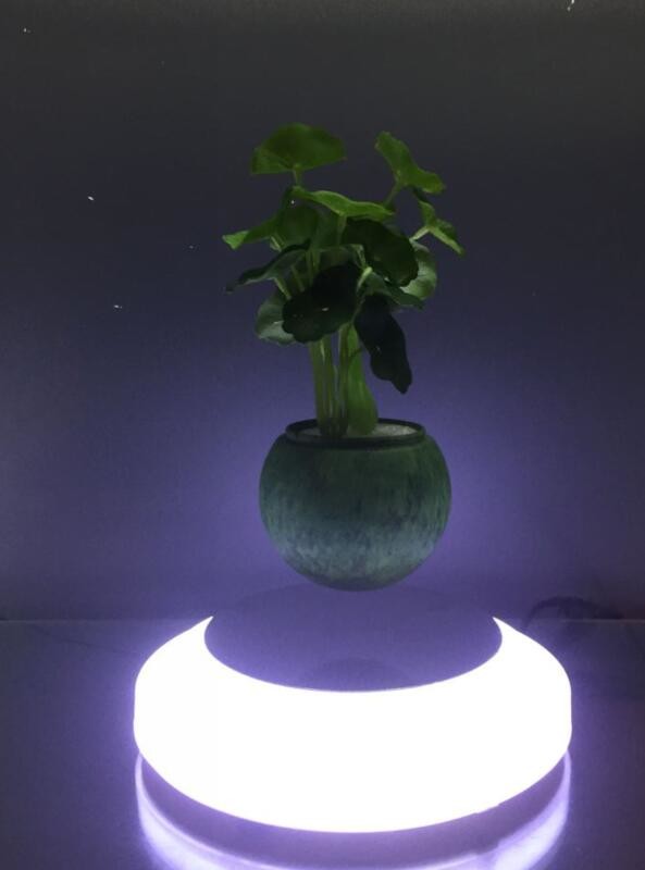 customize led light magnetic levitate floating bottom air bonsai tree flower pots