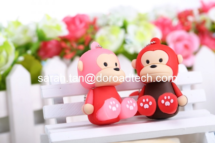 Original A Grade Chipset Customized Cute Monkey PVC Cartoon USB Flash Drives