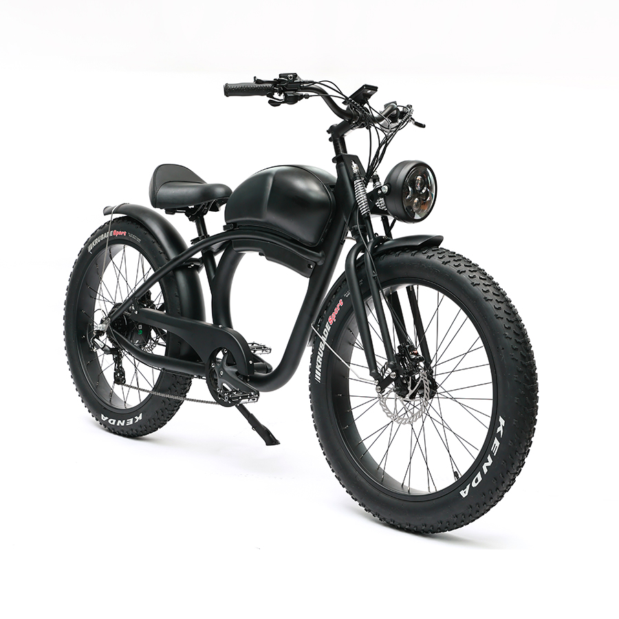 750W Brushless Motor Integrated Battery DOMANCA Vintage 26*4.0 Fat Tire Electric Bike