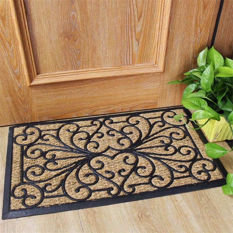 Natural Coir Entrance Matting / Coir Personalized Door Mats Grid Style