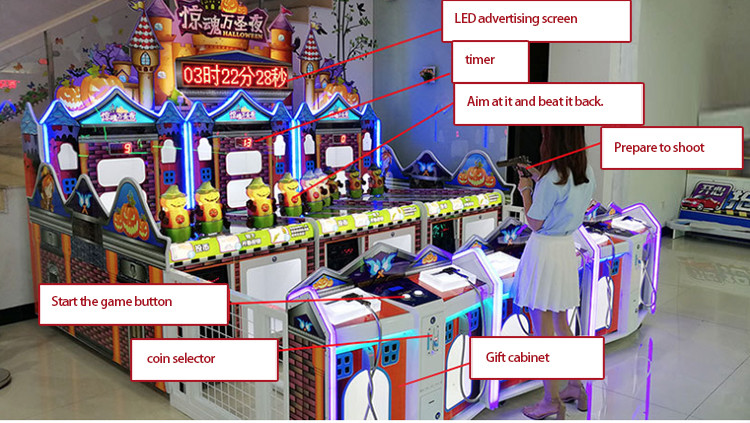 Horror Halloween Shooting Arcade Machine For Carnival Bubble Wrapper Packaged
