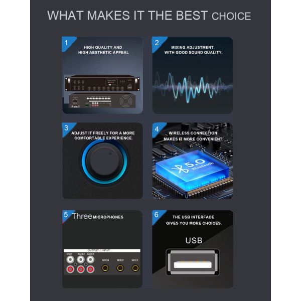 Bluetooth Mp3 FM 650W Mixing Amplifier 6 Zones For Multiple Applications with individual Volume Control