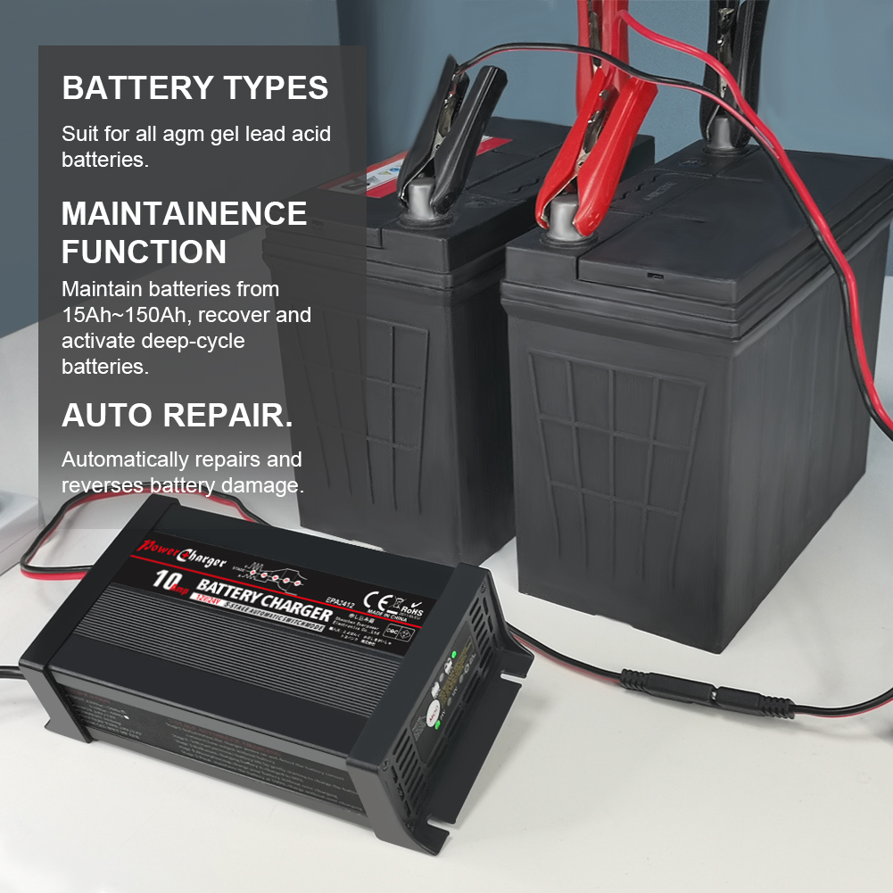 Auto 5 Stage GEL AGM WET Smart Car Battery Charger 12V 24V 10Amp