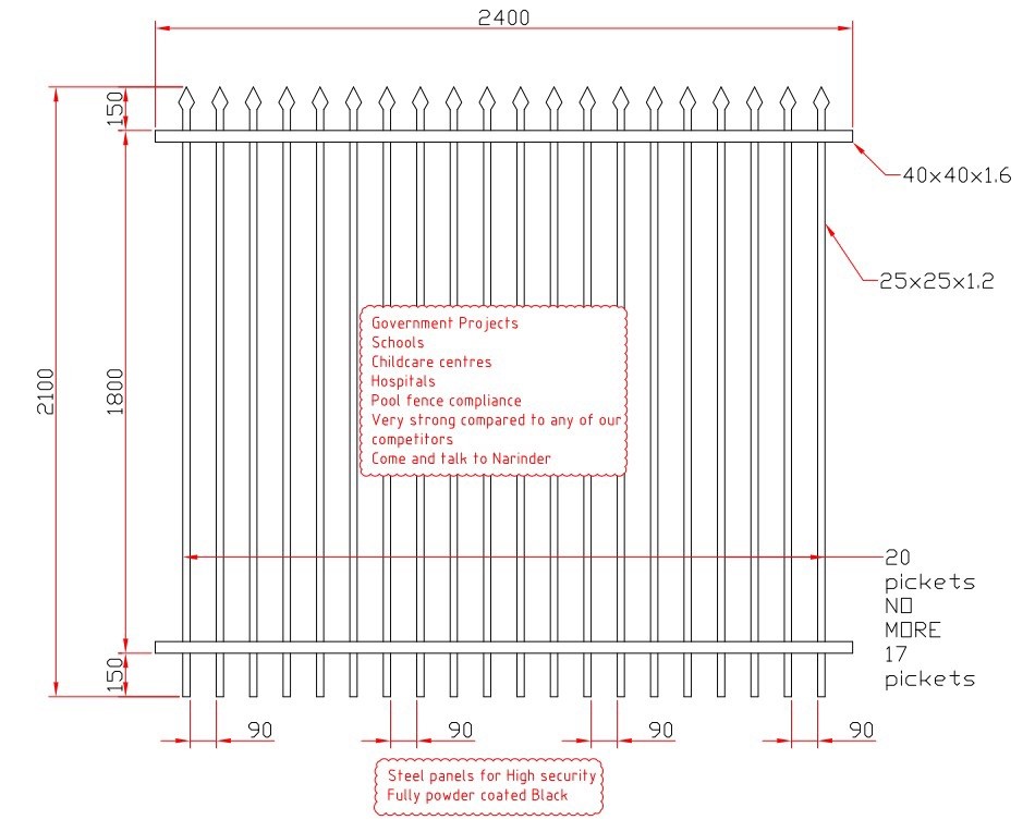 Security steel garrison fence,metal fencing powder coated,steel tube spear fence extenders