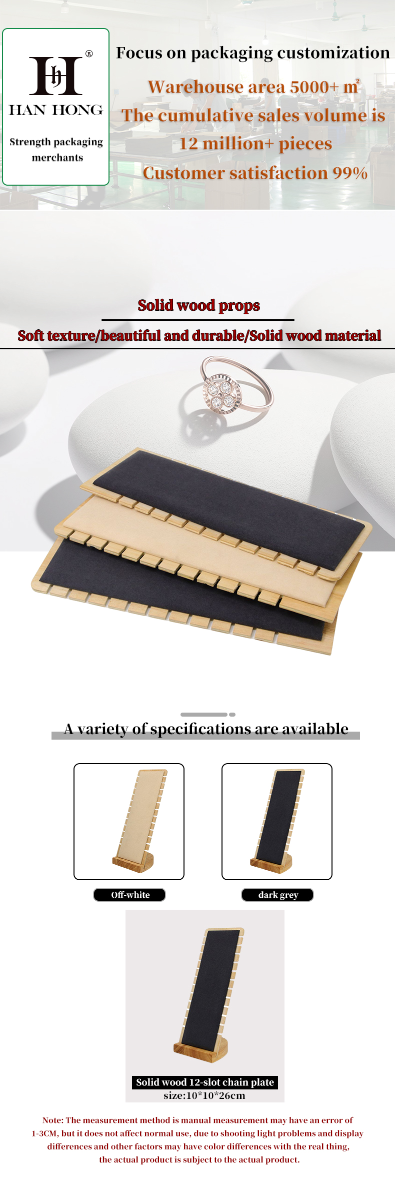 Slotted Edge Portable Wooden Jewelry Display Stand for Necklace Pendant Show