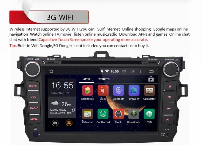 Ouchuangbo Car DVD Stereo System for Toyota Corolla 2008-2011 Android 4.4 3G Wifi BT Audio