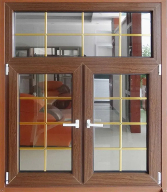High Energy Efficiency Wood Grain Aluminum Casement Windows for House Transformation