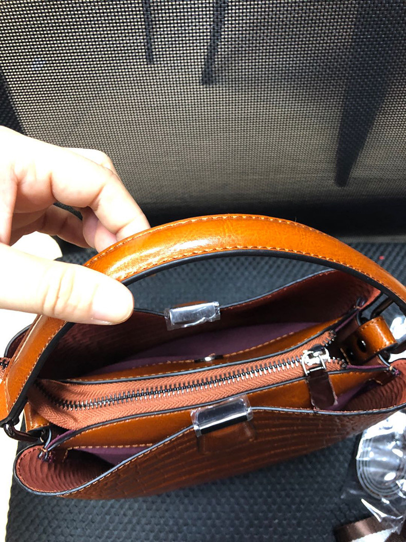 Tote Handbag Bag Women's Real Leather Corcodile Grain Big Capacity Handbag