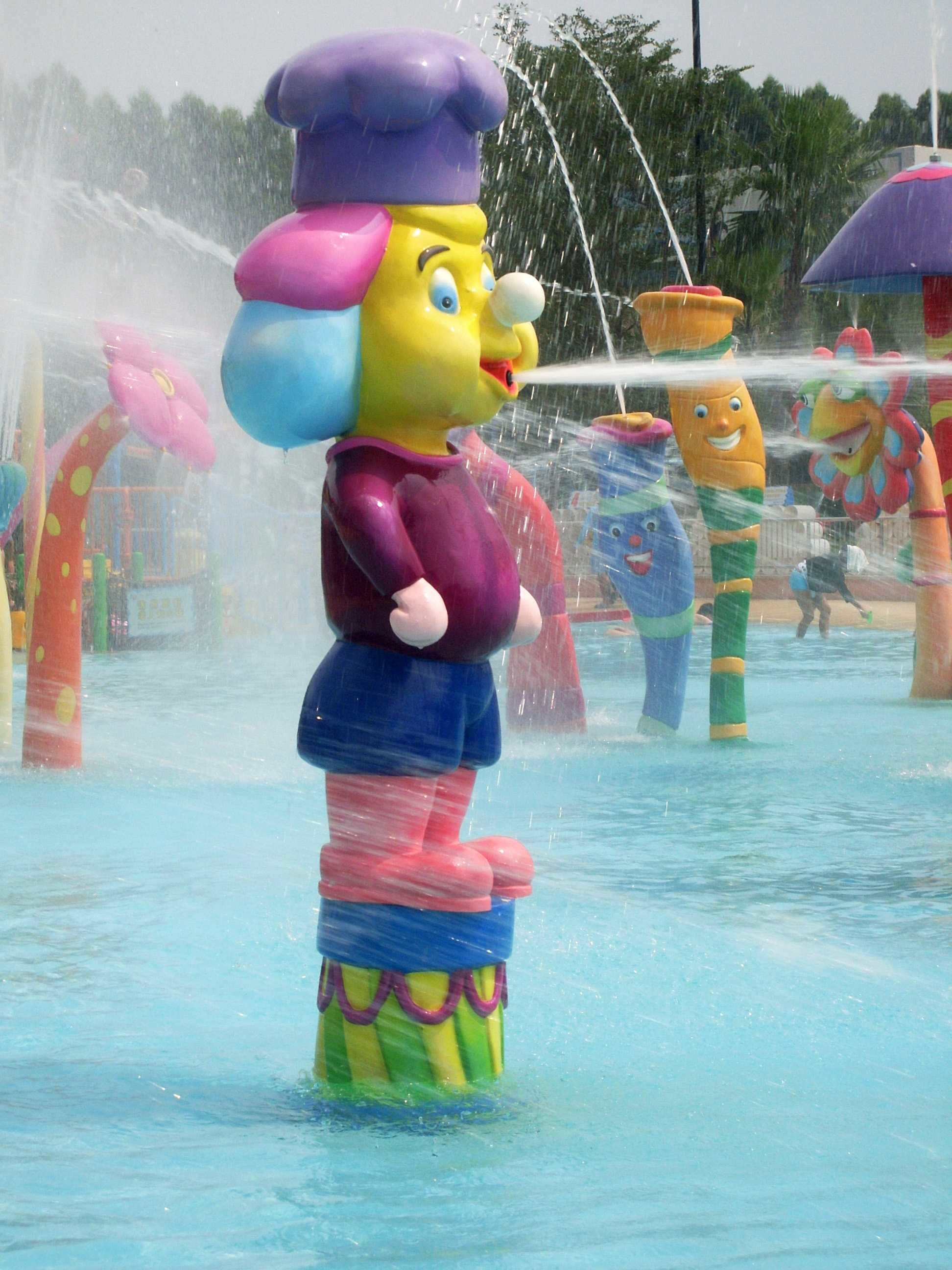 Water Sprayground Spray Park Equipment , Monkey Cartoon Shaped Aqua Play Water Park