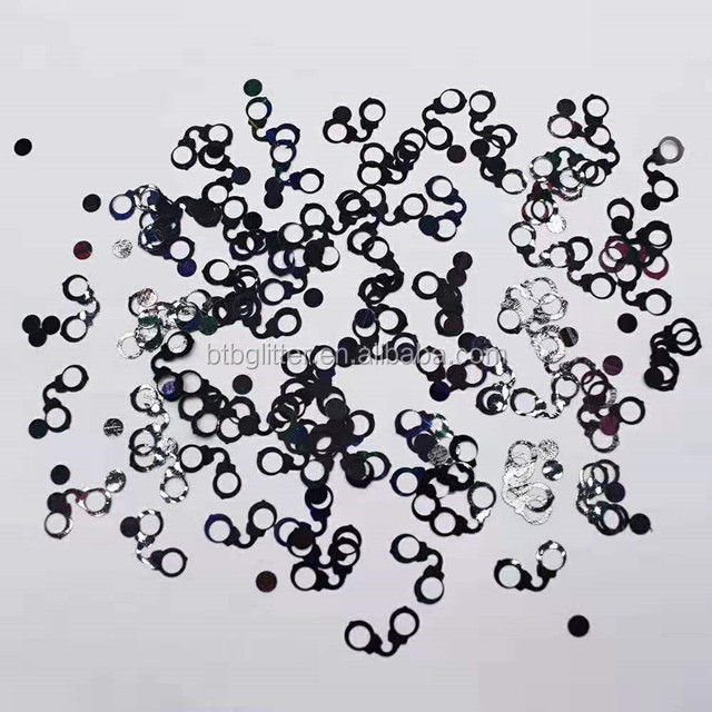 Customized Color Glitter Shapes Quicksand Handcuffs and Stethoscope Sequin Father's Day Occasion Custom Glitter Crafts