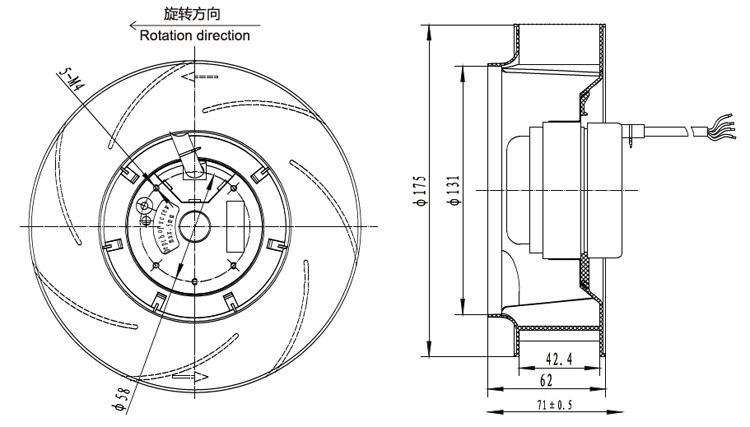 Backward Curved Centrifugal Exhaust Fan Blower 175mm Diameter High Efficiency