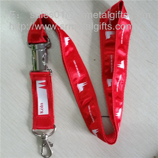 2 layered Polyester satin ribbon lanyard with metal buckle