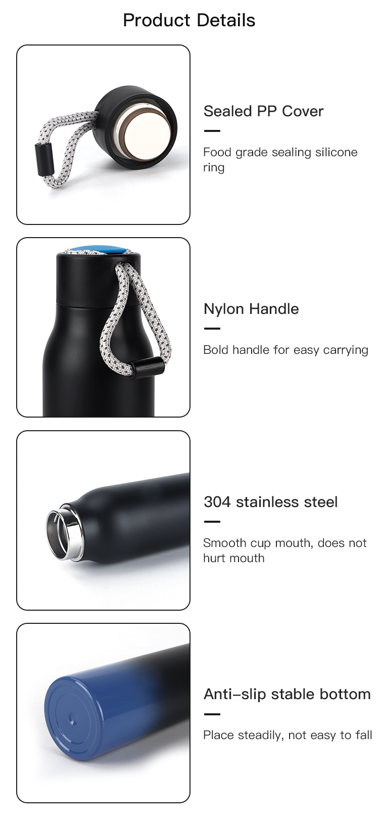 New design Stainless Steel Insulated Vacuum Sport Drink Custom Thermos Drinking Coffee Water Bottle