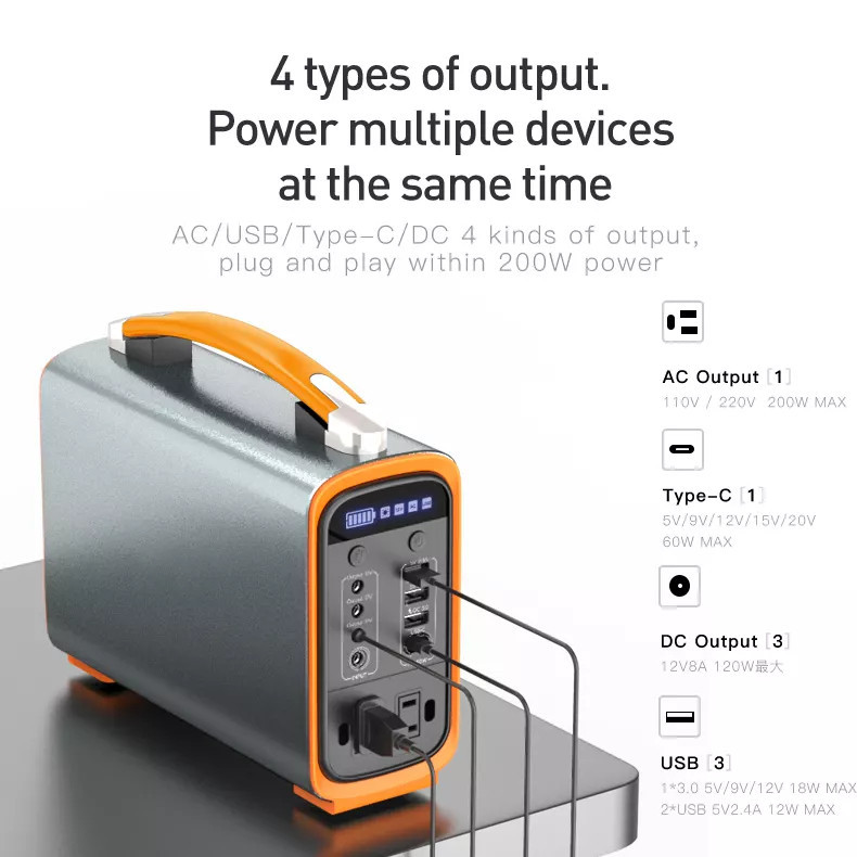 ODM 60HZ LED Outdoor Solar Generator 200W Portable Power Station For Camping