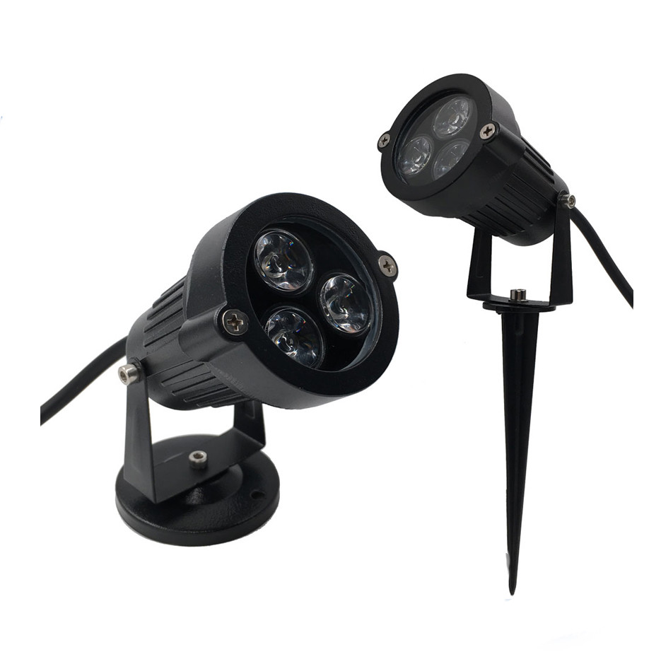 IP65 waterproof round black D140xH315mm outdoor 3W LED lawn spike lights for hotel