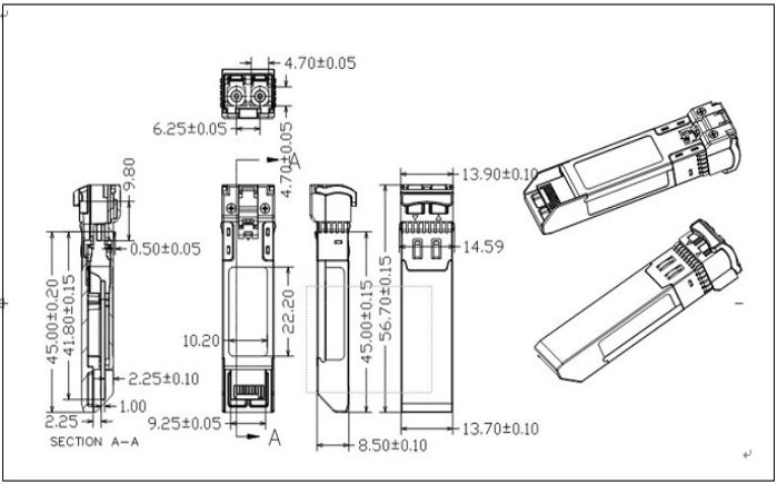 10G CWDM SFP Transceiver Module 1410 - 1610nm 10GBASE 80KM LC/UPC Connector