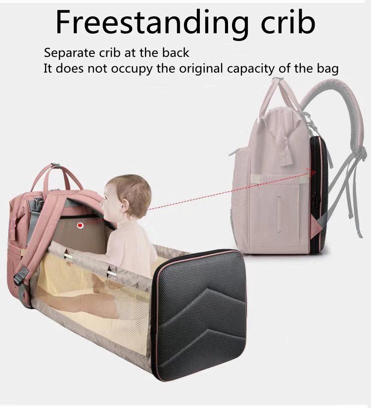 Convenient 600d Polyester Mommy Diaper Bag Travel Mommy Bag With Crib