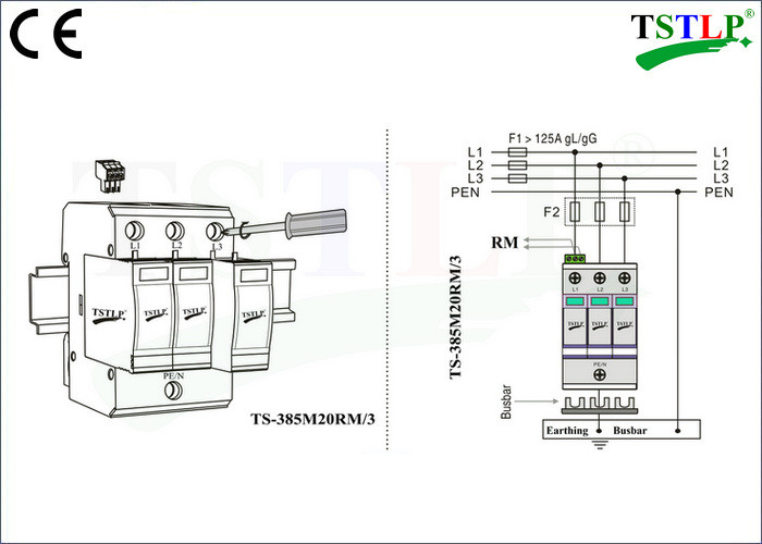 20kA / 40kA Type Industrial Surge Protector , Ac Power Line Surge Suppression Devices