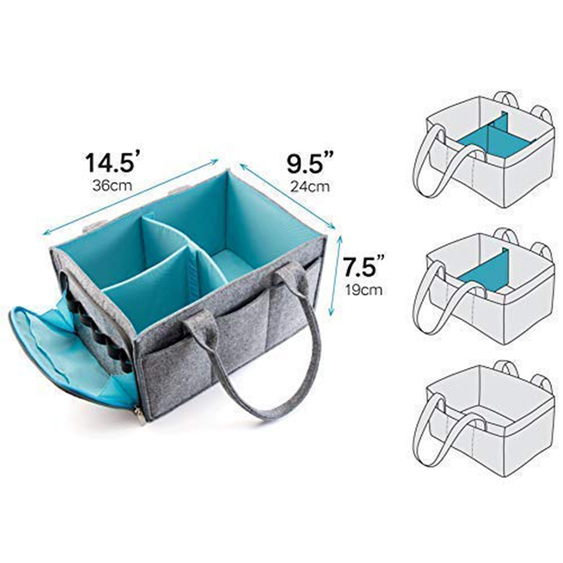 Portable Baby Diaper Caddy , Heavy Duty Felt Nappy Caddy Organiser