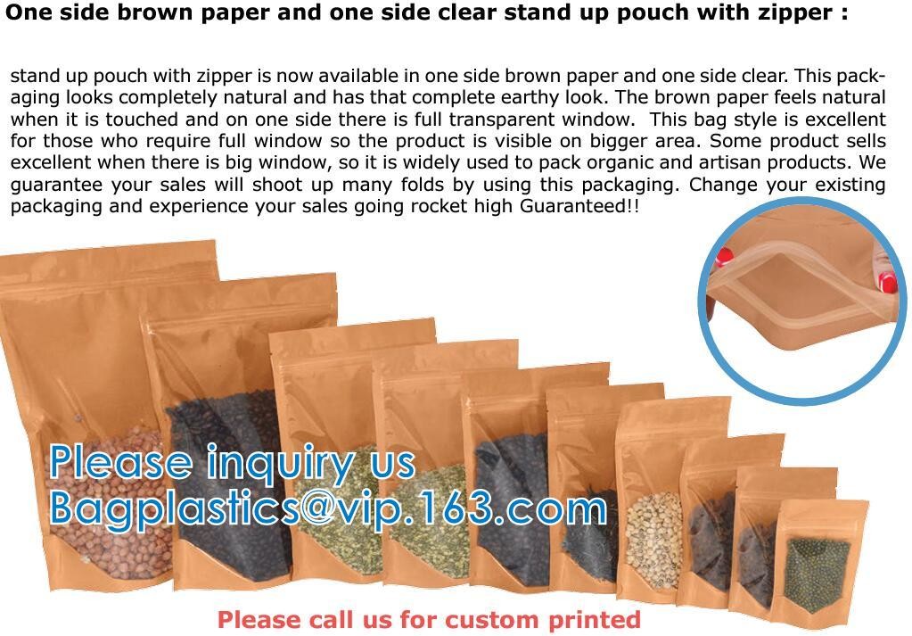 Open Top Mylar Bags, Matte Clear, Zipper Lock Heat Seal Pouch With Tear Notch For Zip Food Storage Lock Packing
