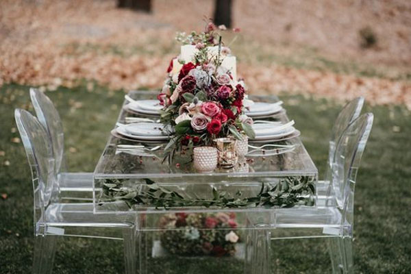 Handmade Clear Acrylic Dining Table Ghost Surface Top 200x100x75cm