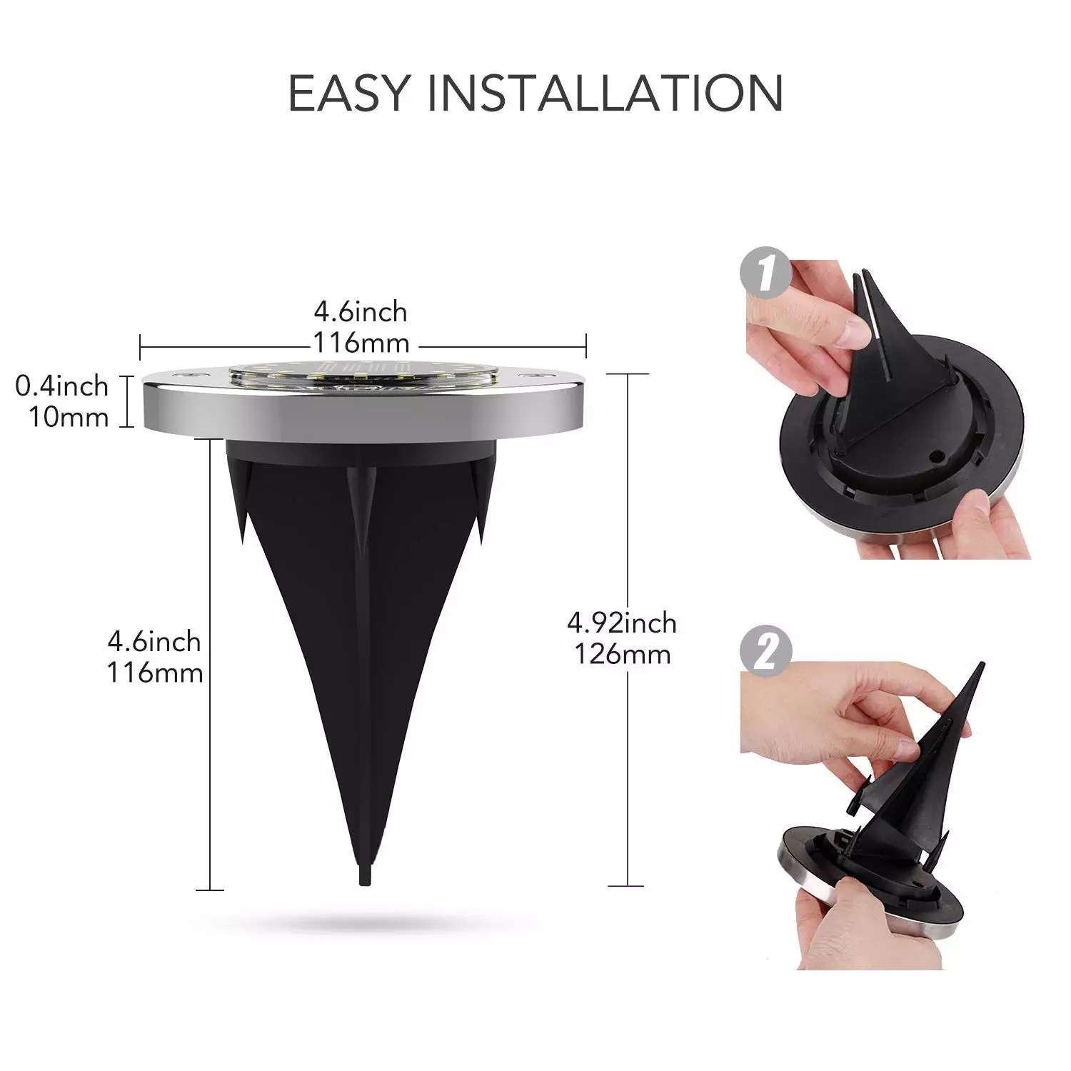 16 LEDs Solar Powered LED Ground Lights , In Ground Pathway Lights Easy Installation