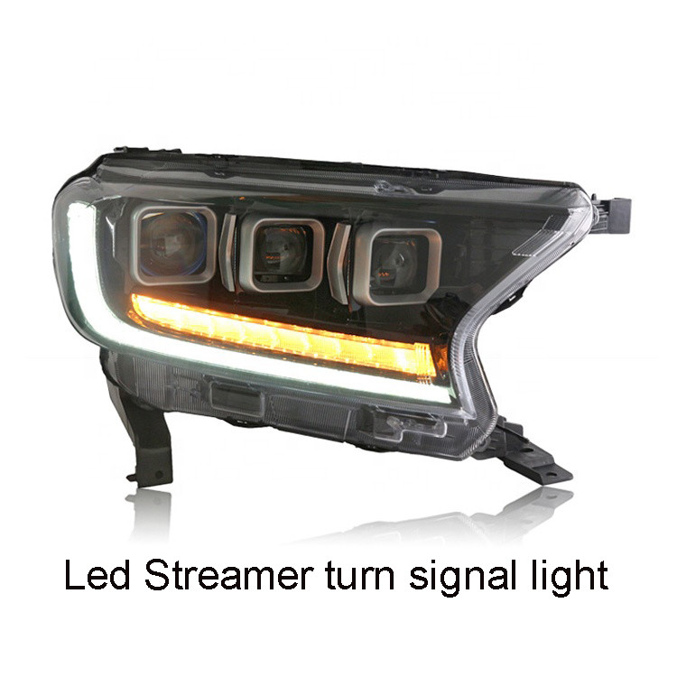 LED 3 Lens Ford Ranger Headlight With Streamer 0.13CBM Volume