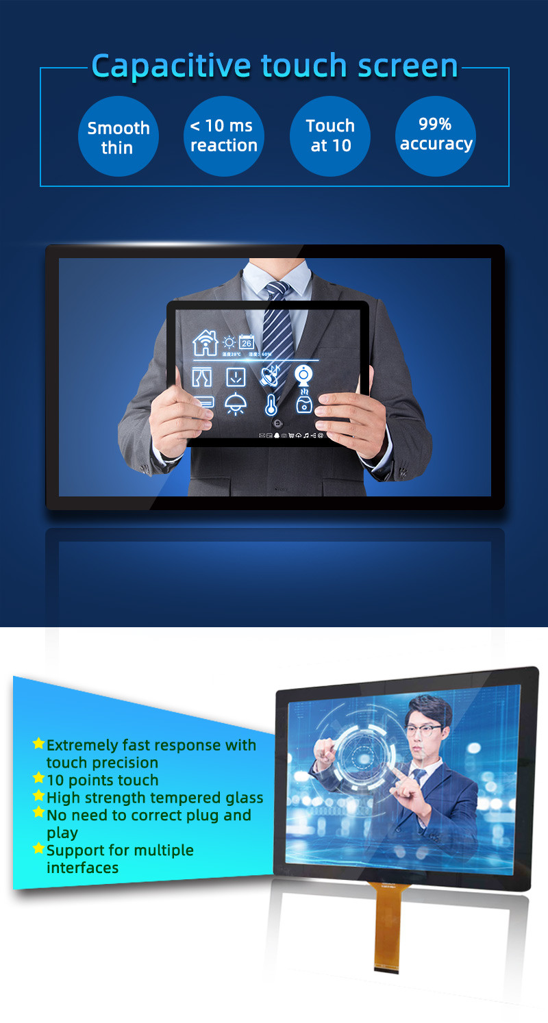 24 Inch Projected Capacitive Touch Screen Panel USB 10 Touch Points Control