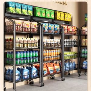 Multi Level Snack Display Shelf For Popular Snacks At Convenience Stores And