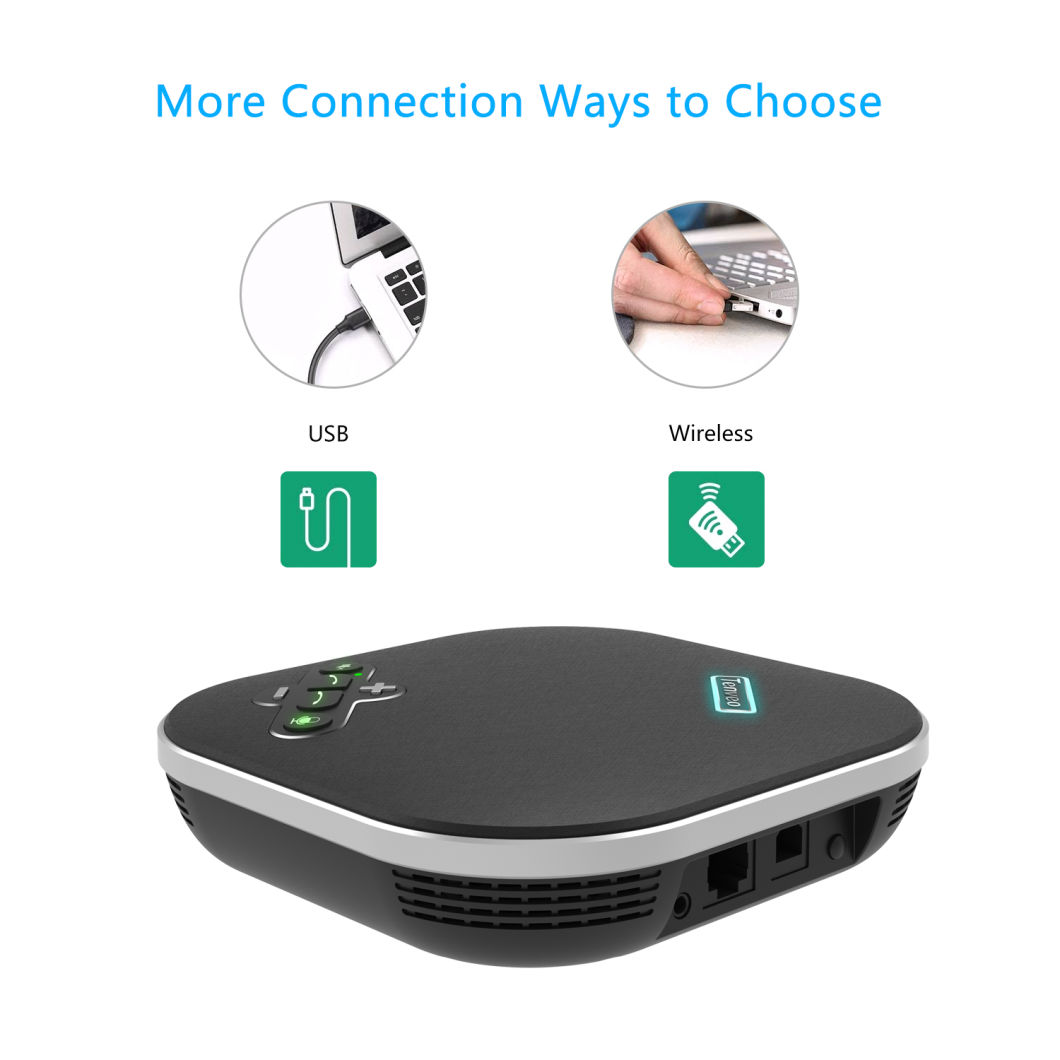 Na200g Wireless Conference Speaker with Dongle Idea for Home Office 360 Degree Voice Pickup 4 Ai Echo&Noise Canceling Microphones USB Speakerphone with Aux out